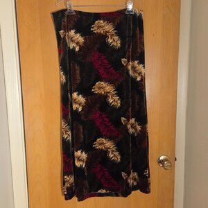 Vintage Maxi Skirt Womens L/XL Dark Romance Vibrant Feather Print Cottagecore